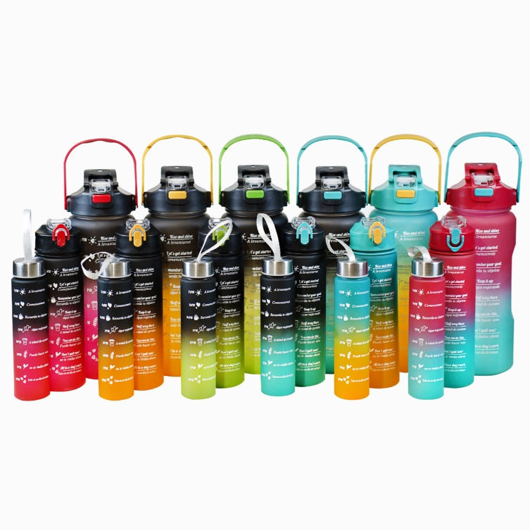 กระบอกน้ํา 2 ลิตร กระบอกน้ำสุดฮิต ขวดน้ำ 2 ลิตร (2000ml+800ml+300ml) สีพาสเทลสวยมากก พร้อมหลอด มีมาตรบอกระดับน้ำ สไตล์สป