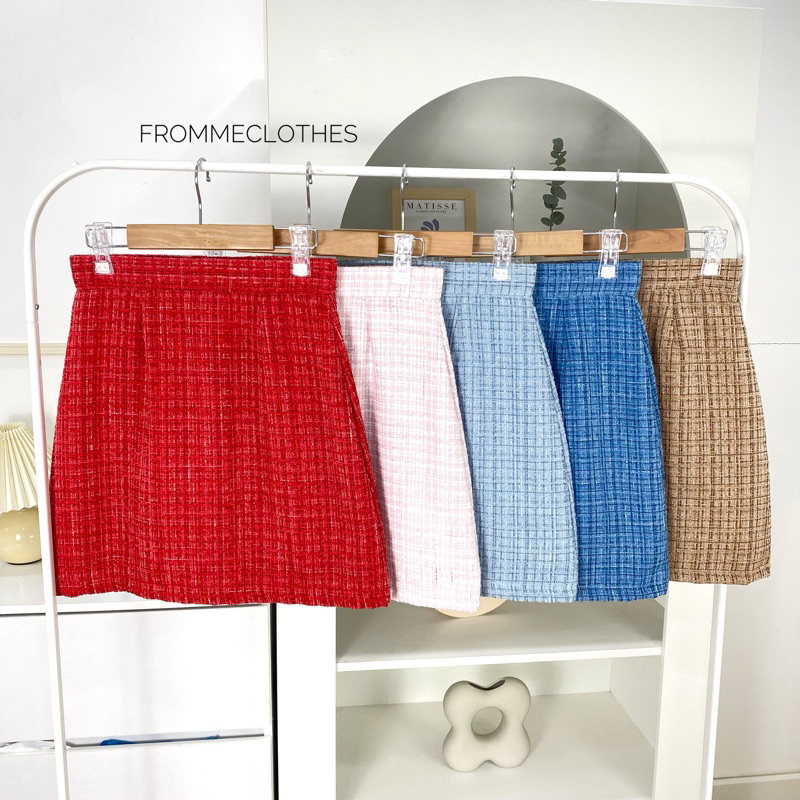 Frommeclothes กระโปรงทรงเอผ้าทวิต(XS-5XL)