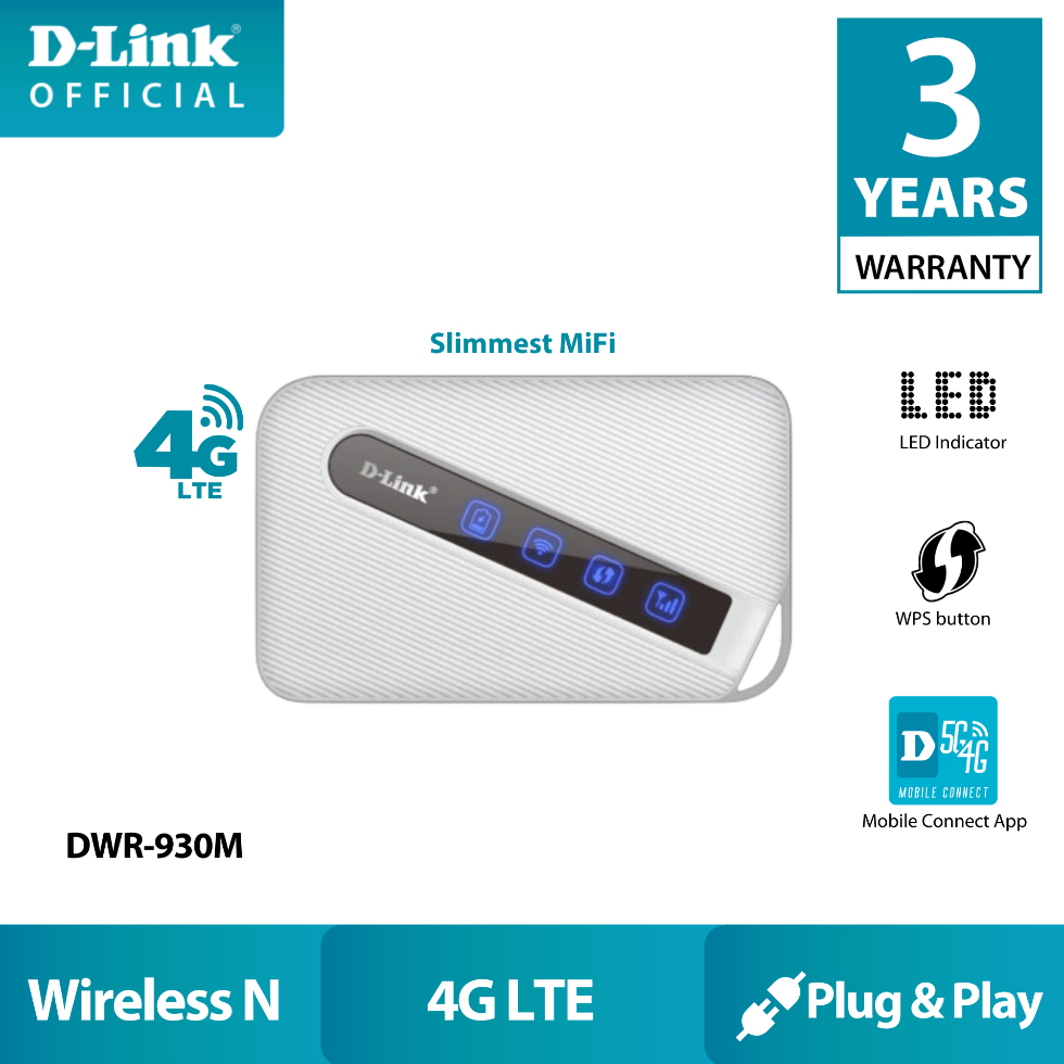 พอกเก็ตไวไฟ D-LINK (DWR-930M) 4G 150 Mbps Pocket WiFi พกพาไปได้ทุกที่ (4G LTE Mobile Wi-Fi) ใส่ซิมแล