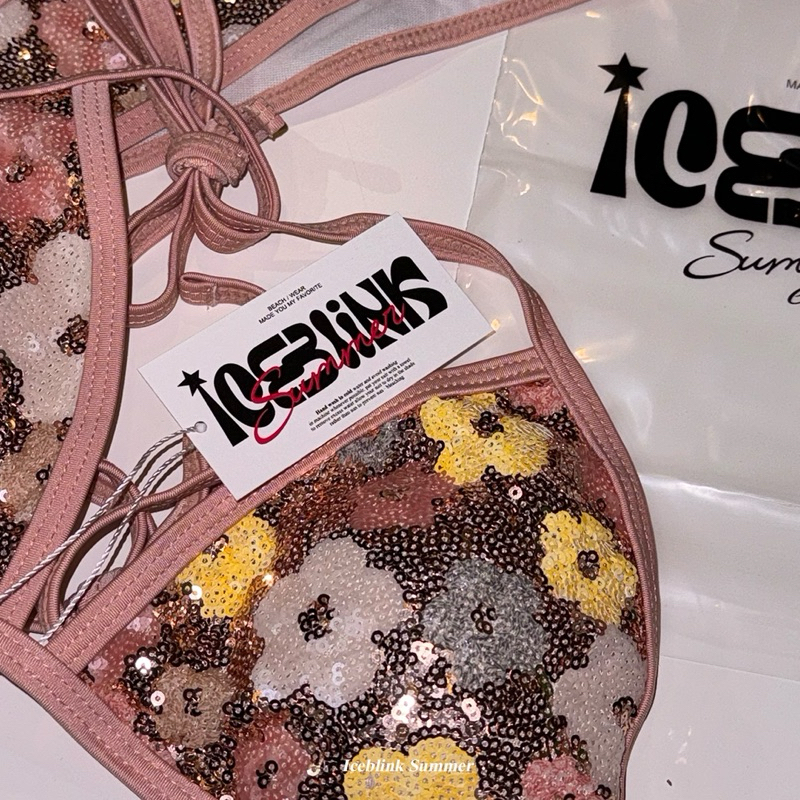ICEBLINK l Gliter บิกินี่วิงค์ ปักเลื่อมลายดอกไม้🌸✨ ชุดว่ายน้ำ รูปที่ 4