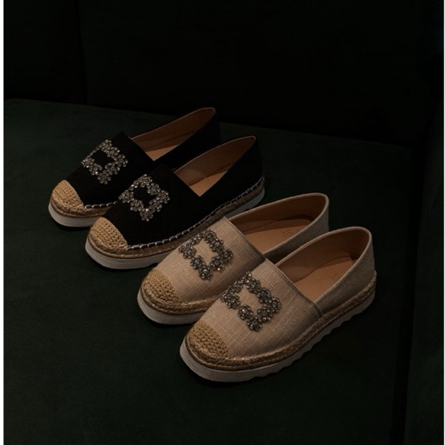 Milan Linen รองเท้าทรง espadrilles แบรนด์ look at we รองเท้าคาเฟ่ใส่กับ เดรส