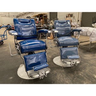 เก้าอี้บาร์เบอร์เก้าอี้ตัดผมชายสีน้ำเงินแข็งแรงทนจากโรงงาน