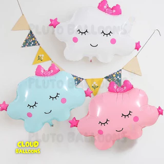 [ร้านไทย] - 🎈ลูกโป่งก้อนเมฆหน้ายิ้มใบใหญ่ 4 สี [ขาว ฟ้า ชมพู ม่วง]🎈