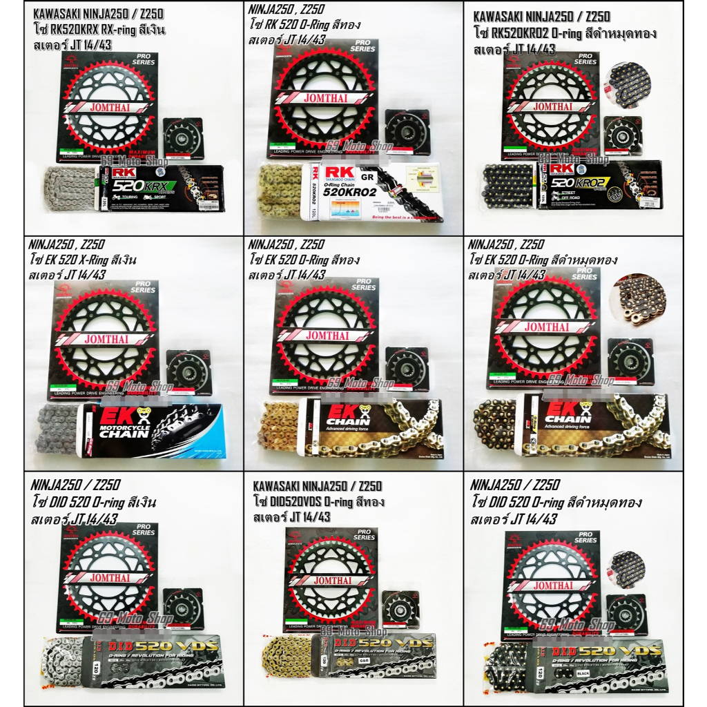 ชุดโซ่+สเตอร์ สำหรับ Kawasaki Ninja250 / Z250