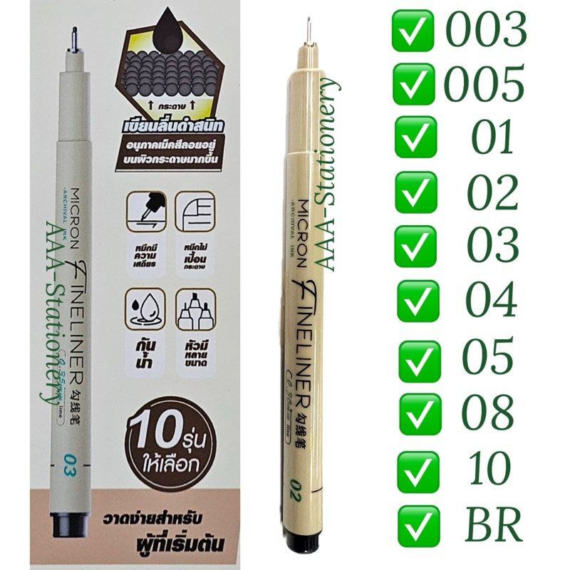 ปากกาตัดเส้น fineLiner วาดรูป ศิลปะ มีหลายเบอร์ให้เลือก