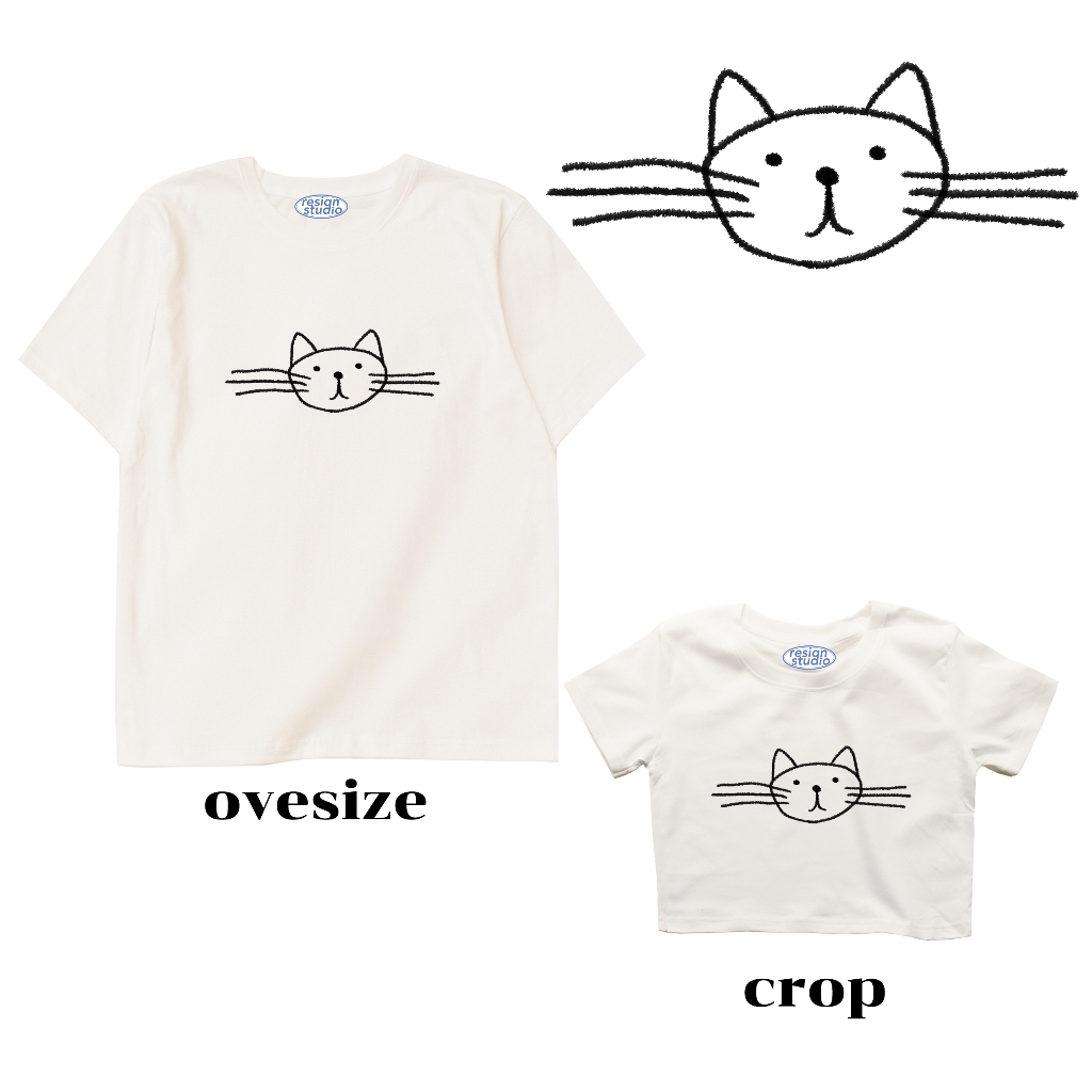 resign studio เสื้อ crop/oversixe ลาย A cat