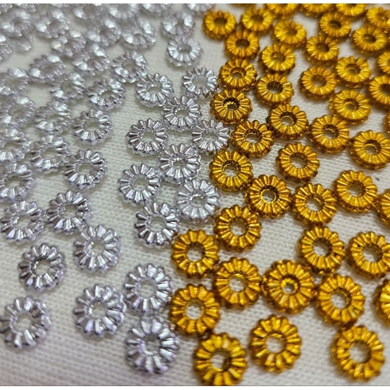 DC11 ลูกปัดมะยมแบน สีเงิน ทอง ขนาด 8 มิล จำนวน 100 ชิ้น