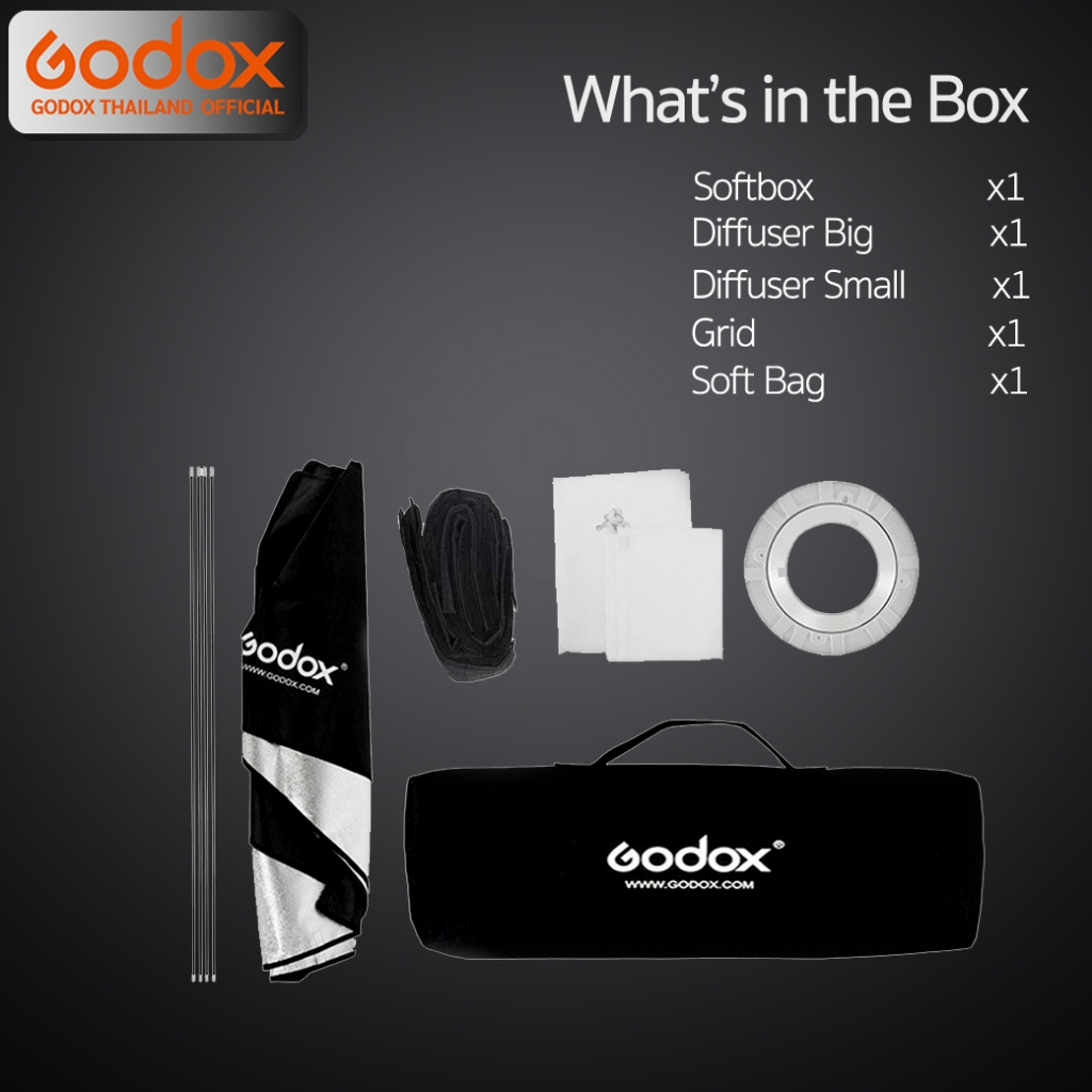 Godox Softbox SB-FW 22*90 cm. Quad Assemble Softbox With Grid ( Bowen Mount )
