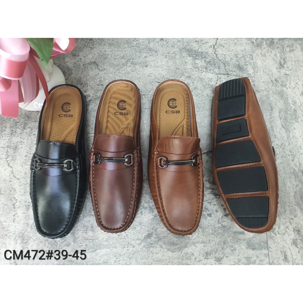 CM472รองเท้าหนังนิ่มผู้ชายเปิดส้นพื้นเตี้ยไซส์39-45มี3สี