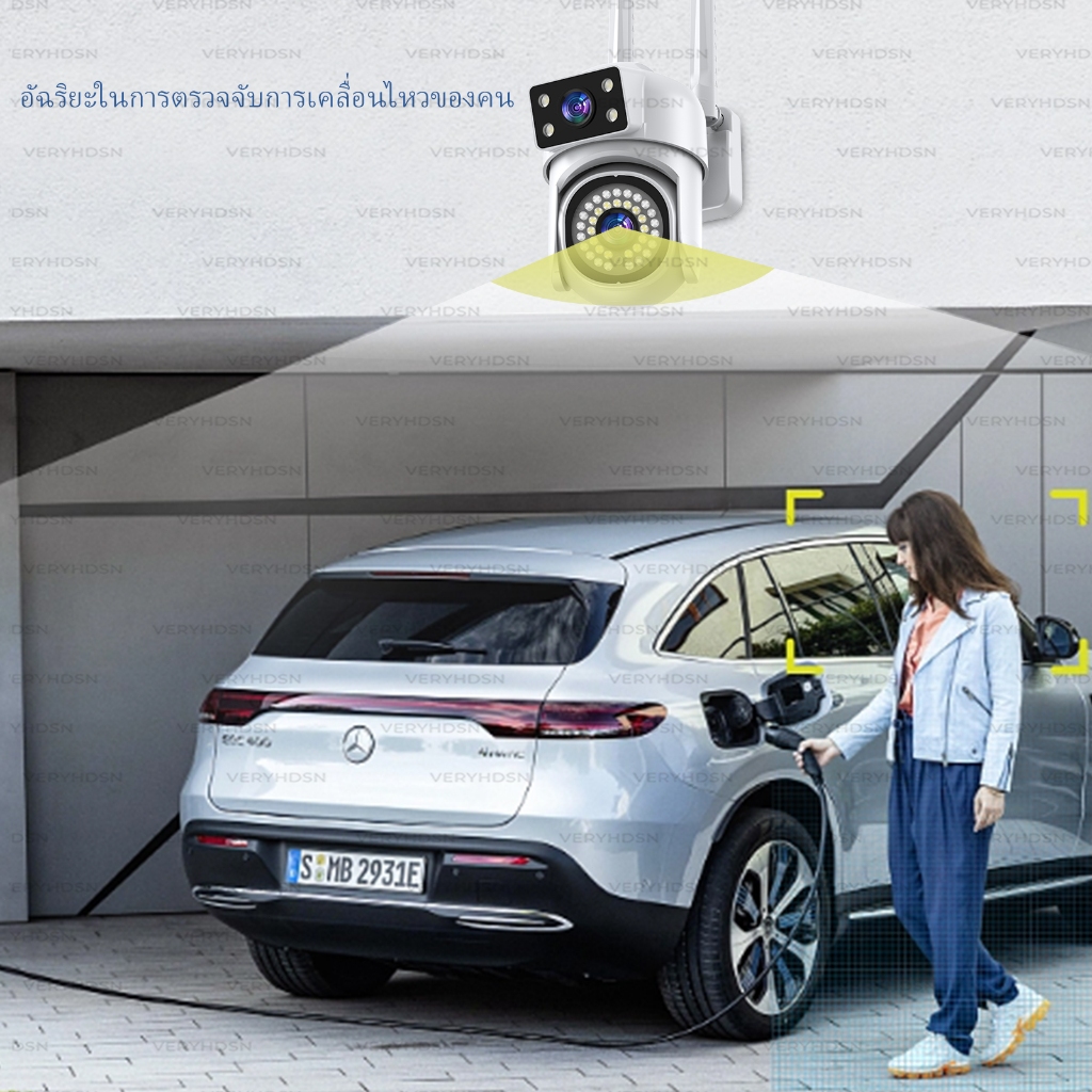 กล้องวงจรปิด CCTV กล้องไร้สาย ​IP camera WIFI 5MP HD โหมดพาโนรามา360องศา outdoor Infrared night vision การตรวจจับการเคลื