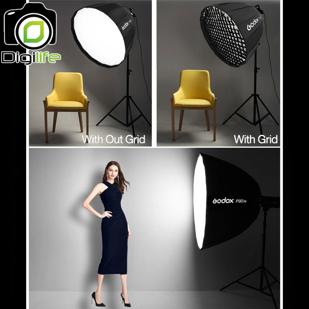 Godox Softbox P90H ( 90cm. ) Octa Assemble Parabolic Softbox With Grid ( Bowen ) ( P90L, P90G, P90 ) / Digilife Thailand