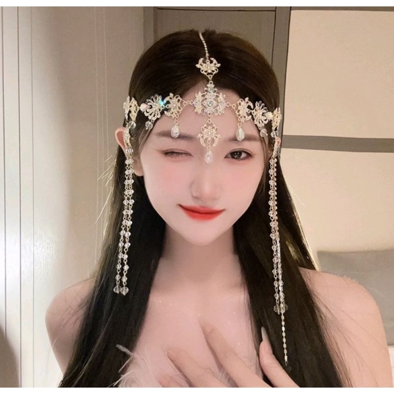 F5/5 HB-32ทอง พร้อมส่งในไทย สร้อยแต่งผมเจ้าสาว เจ้าหญิง สวยอลังการมากๆงานดี  สินค้าสต็อคในไทยพร้อมส่ง - รูปที่ 3