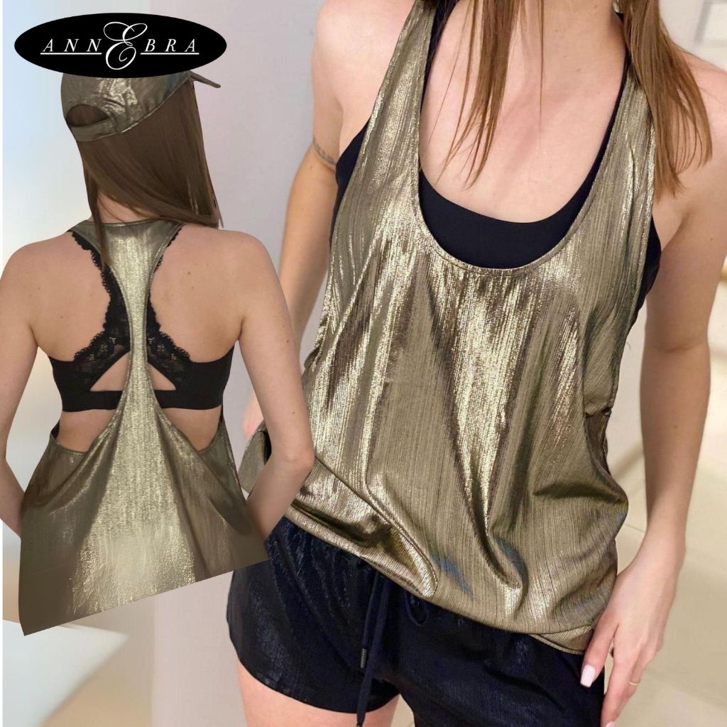Annebra Athleisure เสื้่อกล้าม คอกลม แขนเว้าลึก ใส่คลุมสปอร์ตบรา ออกกำลังกาย Workout Sleeveless Tank Top รุ่น AC7-043