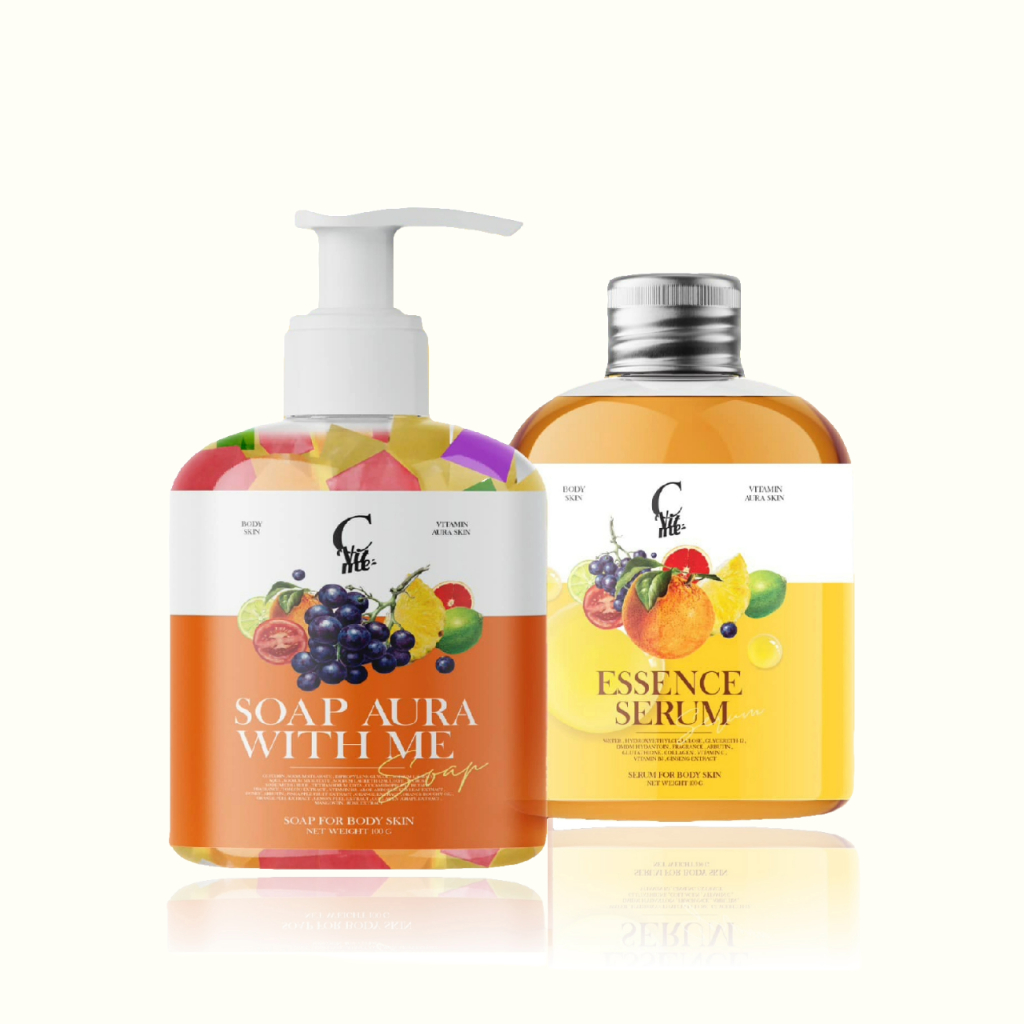 (1แถม1) C VIT ME SOAP AURA WITH ME & ESSENCE SERUM ซีวิตมี สบู่ฟอกส้มเลือด และ เอสเซนต์ เชรั่ม