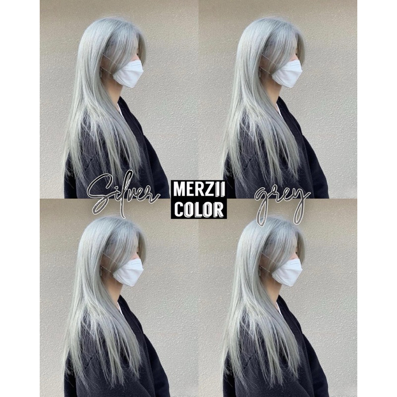 MERZii Color สีเทาอ่อน Silver grey (พื้นผมระดับ 10)