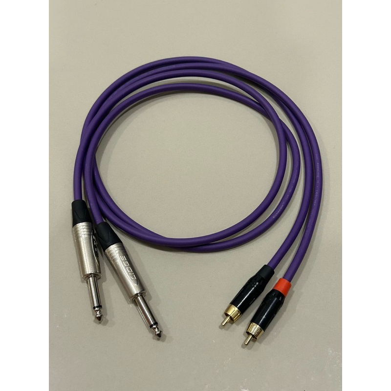 สายแจ๊คTSโมโน-RCAแบบชุด2เส้นทำจากสายชีลสเตอริโอDynacomหัวแจ๊คของLidgeหัวRCAของwiremanทองเหลืองแท้100%