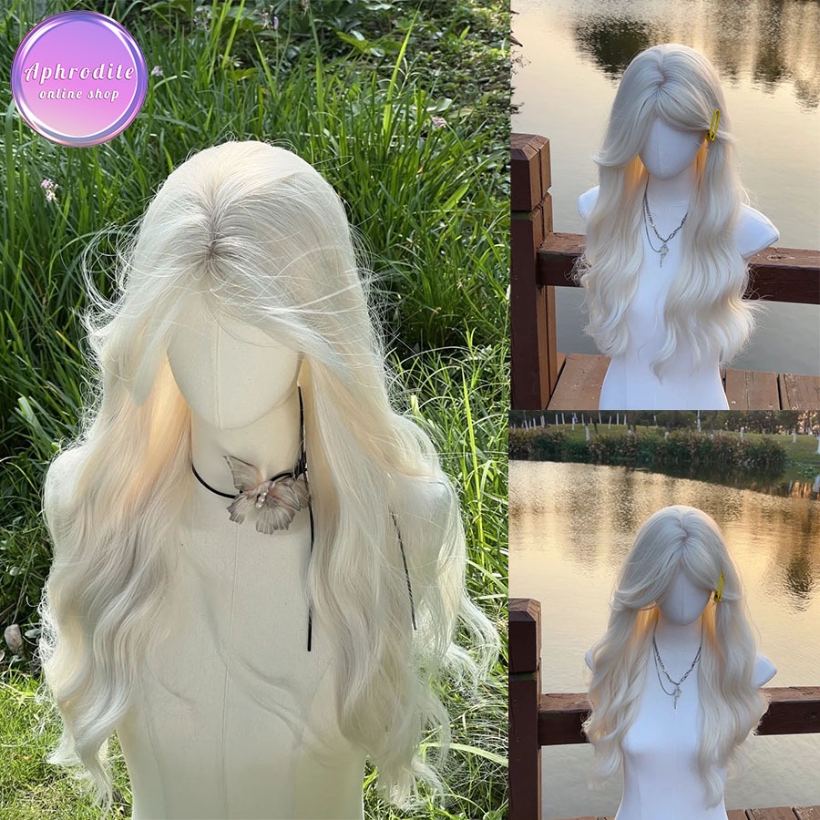 Lolita วิกผมบลอนด์ วิกผมสีขาว วิกผมยาวผู้หญิง JK วันฮาโลวีน แบบตรงมีหน้าม้า by Aphrodite onlineshop