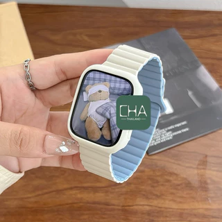 สาย smart watch 38/40/44/45/41/46/49มม สายนาฬิกา smart watch 11 10 9 8 ultra 7 6 5 4 นิ่ม เเบบเเม่เหล็ก A-star