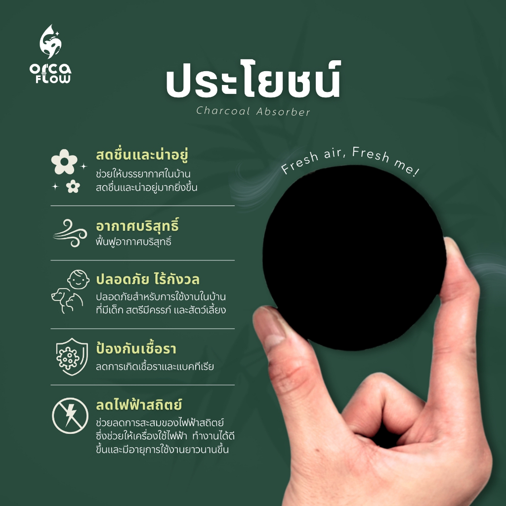 ถ่านไม้ไผ่ดูดกลิ่น Mosa Air 50 กรัม เพื่ออากาศที่สดชื่น ปลอดภัยไร้สารเคมี [ แถมถุงผ้าฟรี ] - รูปที่ 3