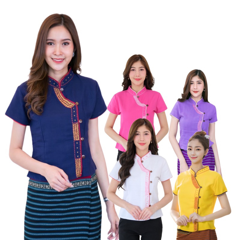 เสื้อพื้นเมืองผู้หญิงคอจีนป้ายคลิบ