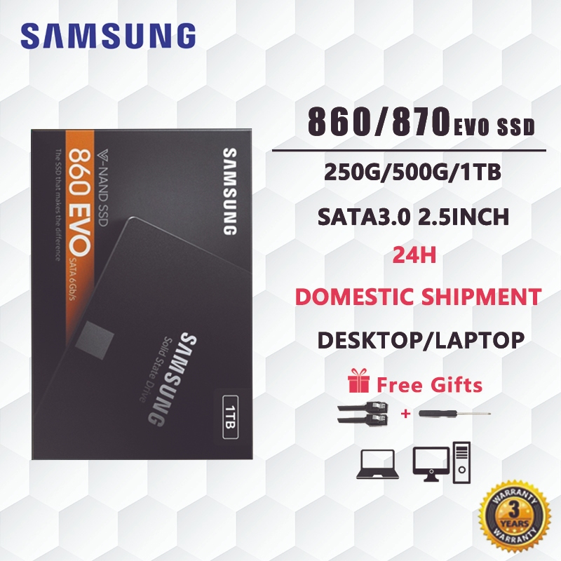 860/870 EVO (เอสเอสดี) 250GB 500GB 1T SAMSUNG SSD  Internal Solid State Disk Hard Drive SATA3 2.5 La