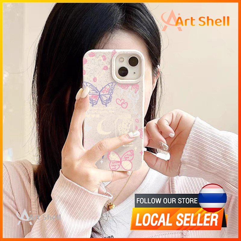 ส่งจากไทยเคส iphone 7P 8P 11 13 14 Pro Max กล้องป้องกันมิตรกับสิ่งแวดล้อมกันกระแทกดอก การวาดเส้น