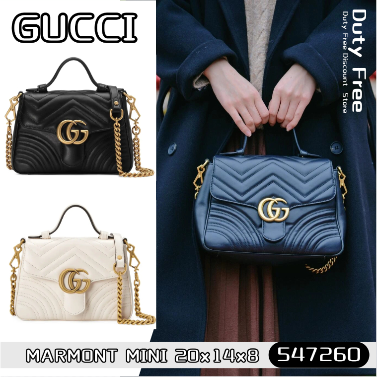 💼Gucci GG MARMONT MINI&PM TOP HANDLE BAG✨กระเป๋าถือ/กระเป๋าสะพายสุภาพสตรี/กระเป๋าโซ่ 547260&498110