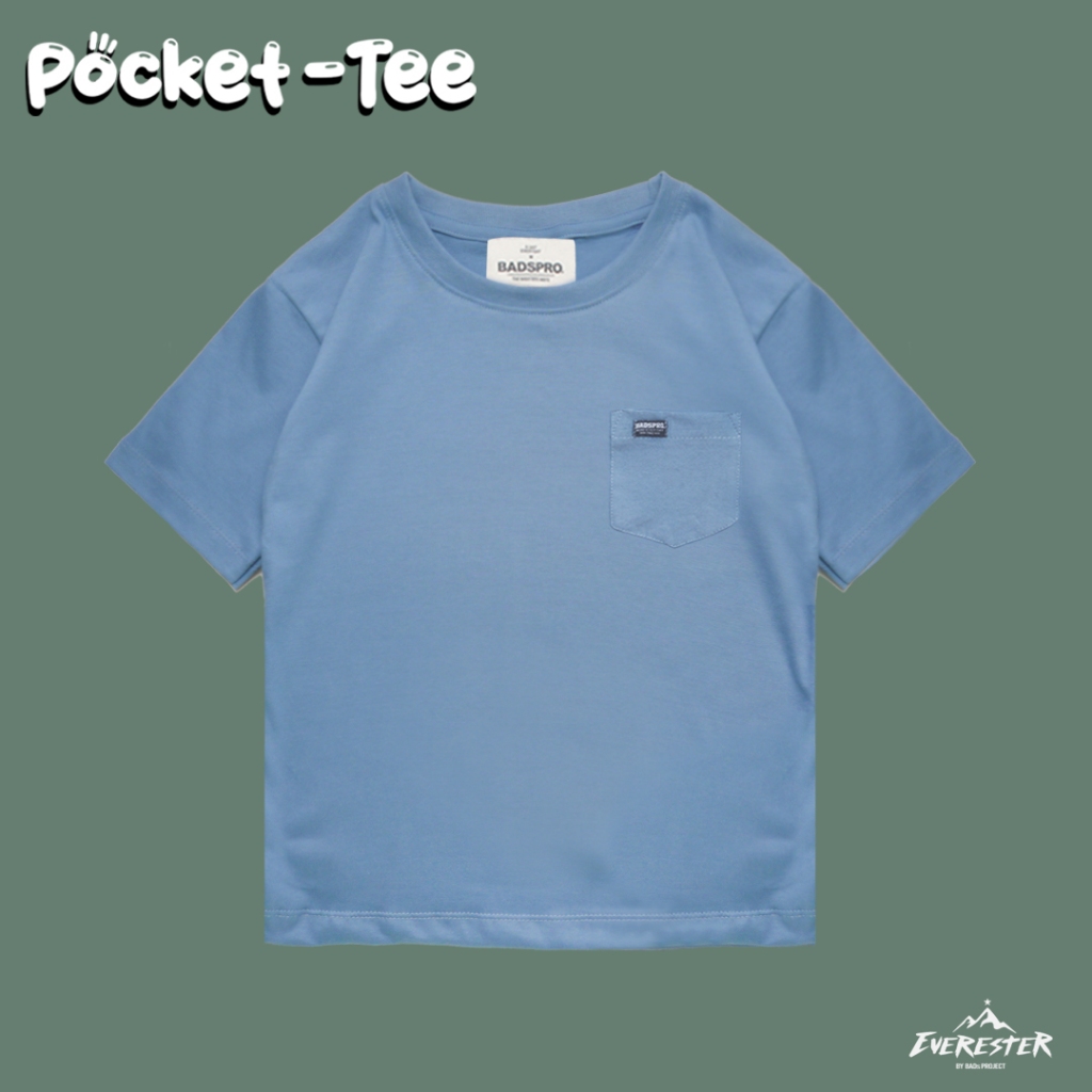 Just Say Bad ® เสื้อยืดเด็ก Pocket เสื้อยืดคอกลมสีพื้น เด็กชาย เสื้อกระเป๋า สียีนส์ Boy / Kols