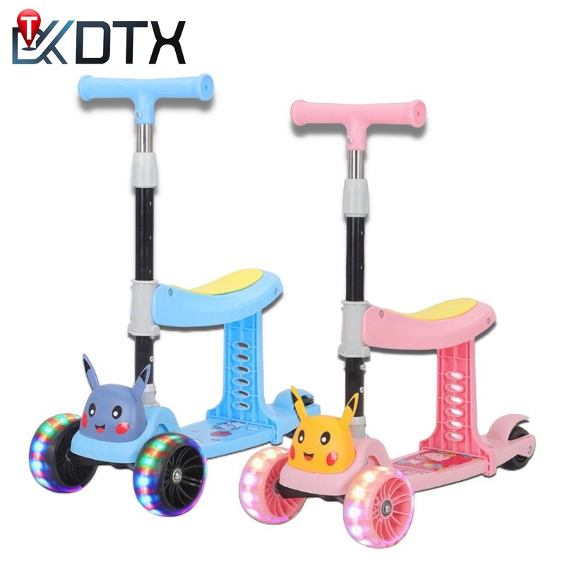 DTX สกู๊ตเตอร์ รุ่นแบบหนา ขาไถเด็ก 2-6ปี หัวการ์ตูน ล้อมีไฟ กลางแจ้งและอุปกรณ์กีฬา ของเล่นเด็ก