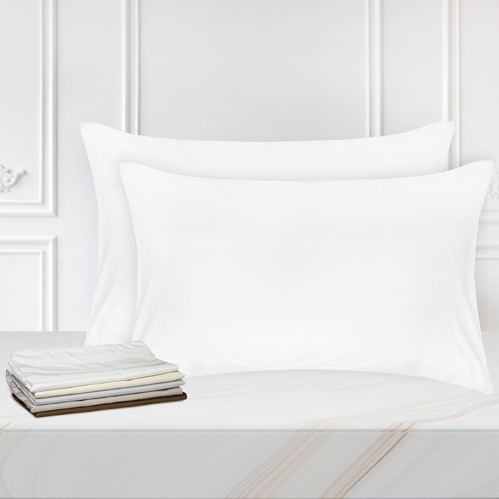 Picasso ปลอกหมอนหนุนโรงแรม แพ็ค 2 ชิ้น ผ้าคอตตอน 100% สีขาวพื้น