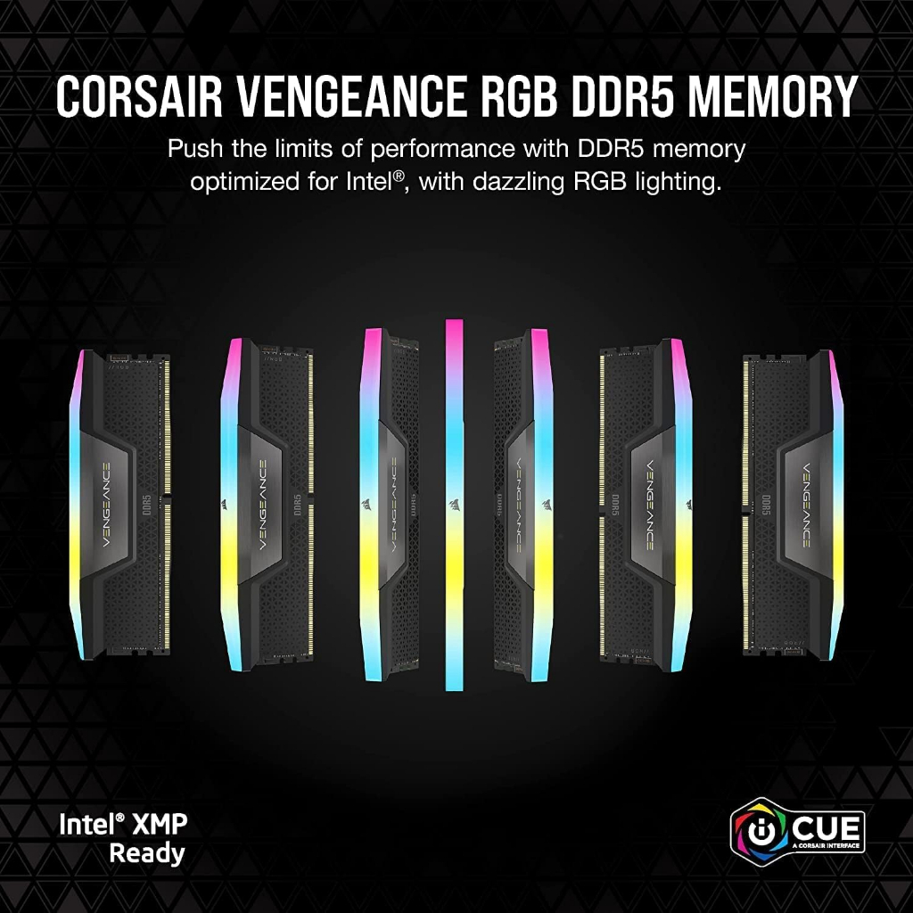 32GB (16GBX2) DDR5 6000MHz RAM (แรมพีซี) CORSAIR VENGEANCE RGB BLACK (CMH32GX5M2E6000C36)