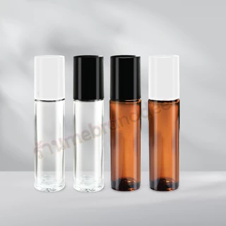ขวดแก้วแบบหนาพร้อมฝาและลูกกลิ้งเหล็กขนาด10ml ใส่น้ำหอม น้ำมันอโรม่า โรลออนน้ำหอม เป็นรีฟิล แกะเติมได้ พกพาสะดวก