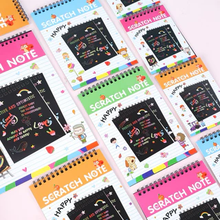 🔥พร้อมส่ง🔥สมุดโน๊ตขูดสีรุ้งเกาหลี *มี3ขนาด*สมุดขีดสี กระดาษวาดรูปสีสันสดใส สมุดข่วน สมุดขูดสี ศิลปะ