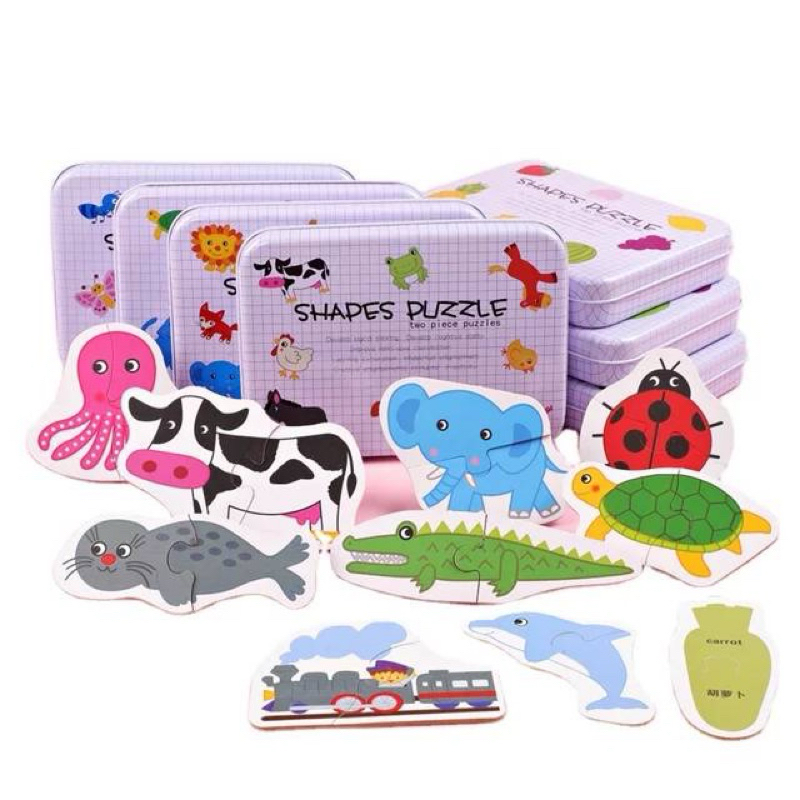 ลดล้างสต็อก จิ๊กซอว์ Puzzle จับคู่ปริศนา พร้อมกล่อง ของเล่นเสริมพัฒนาการ