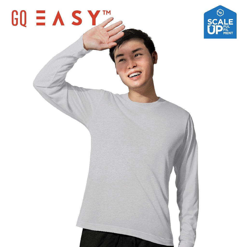GQ Easy เสื้อกันยูวี เสื้อยืดคอกลม แขนยาว สีเทา ของแท้ 💯%
