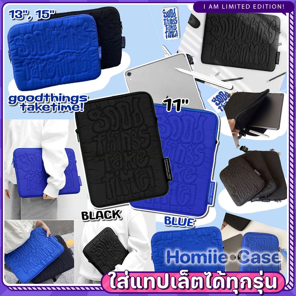 (มาใหม่) Soft Case กระเป๋าแทปเล็ต กระเป๋าสำหรับไอแพด Tablet โน๊ตบุ๊ค soft case มินิมอล น้ำเงิน ดำ