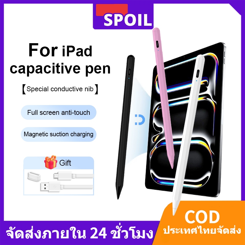 ปากกาใช้งานสำหรับไอแพด วางมือบนจอ+แรเงาได้ รุ่น ปากกาสไตลัส Stylus Pen Gen9/8/7/6 for iPad Air5 Air4 Mini6/5 Pro11/12.9
