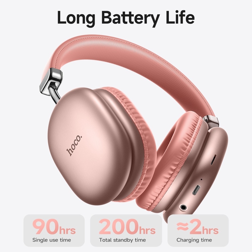 HOCO W35 Max หูฟังบลูทูธแบบครอบหู BT 5.3 Wireless Headphones มีไมโครโฟน ใช้งานได้นานยิ่ืงขึ้น  รองรับ Aux 3.5mm./TF card