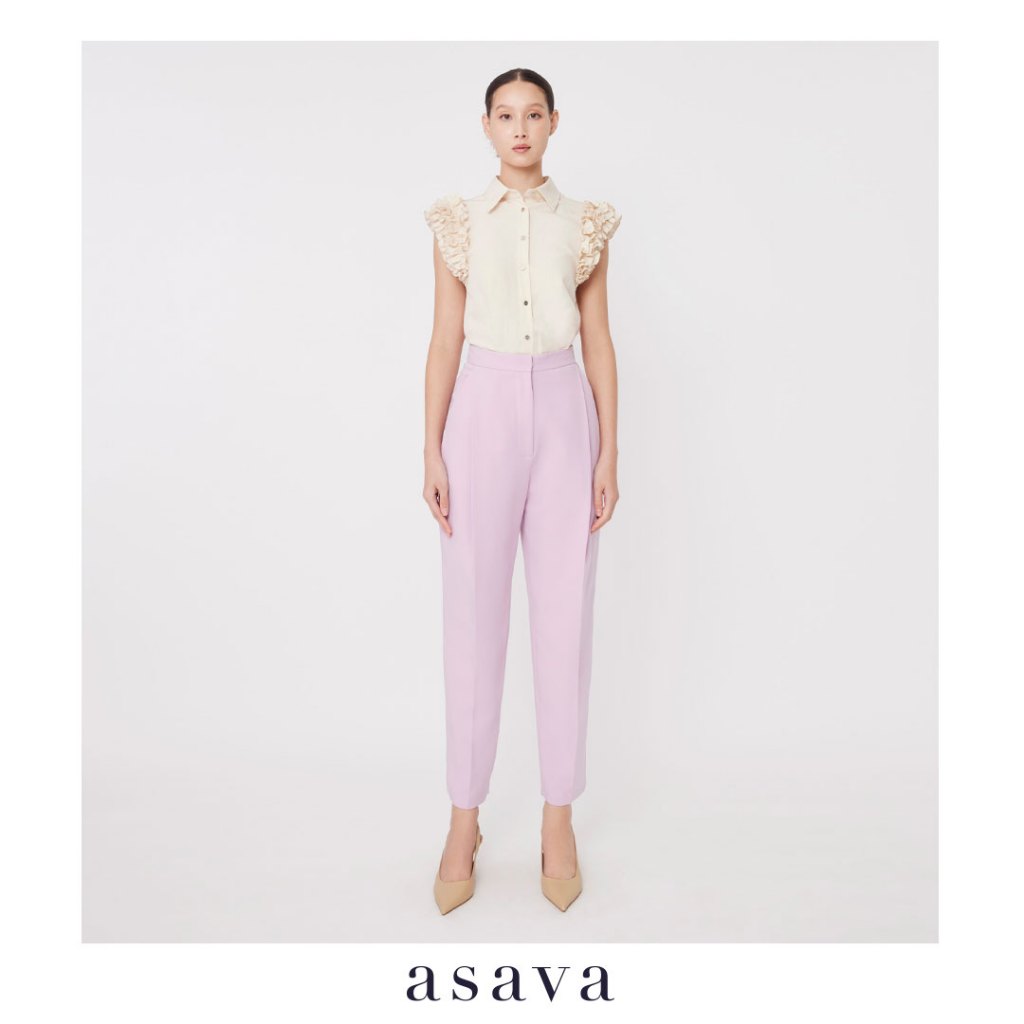 [asava ss23] Alana High-waisted Carrot Pants กางเกงผู้หญิง เอวสูง แต่งจีบหน้า กระเป๋าเฉียง