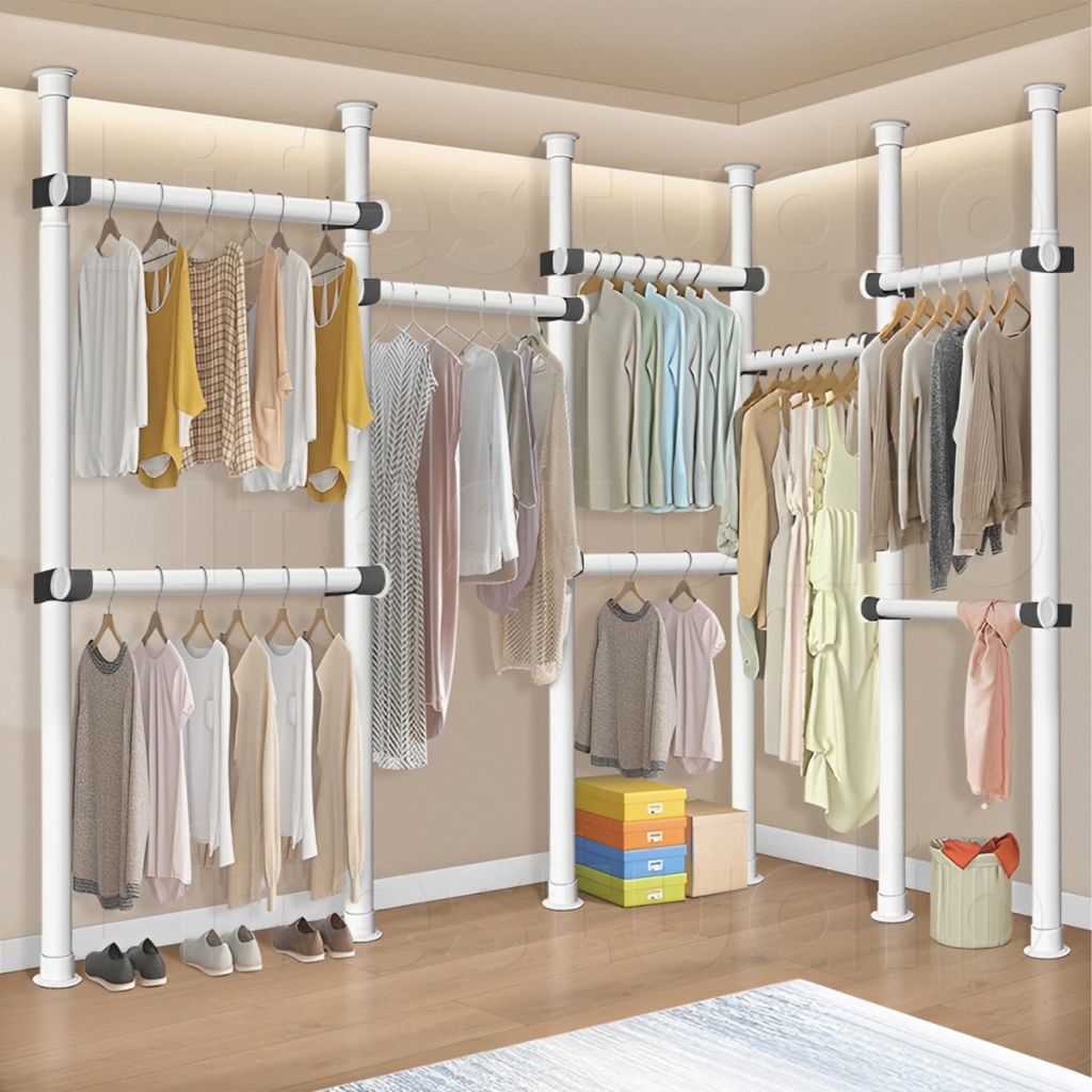 Life studio ราวตากผ้าแขวนเสื้อแบบยืด DIY วัสดุอย่างดี