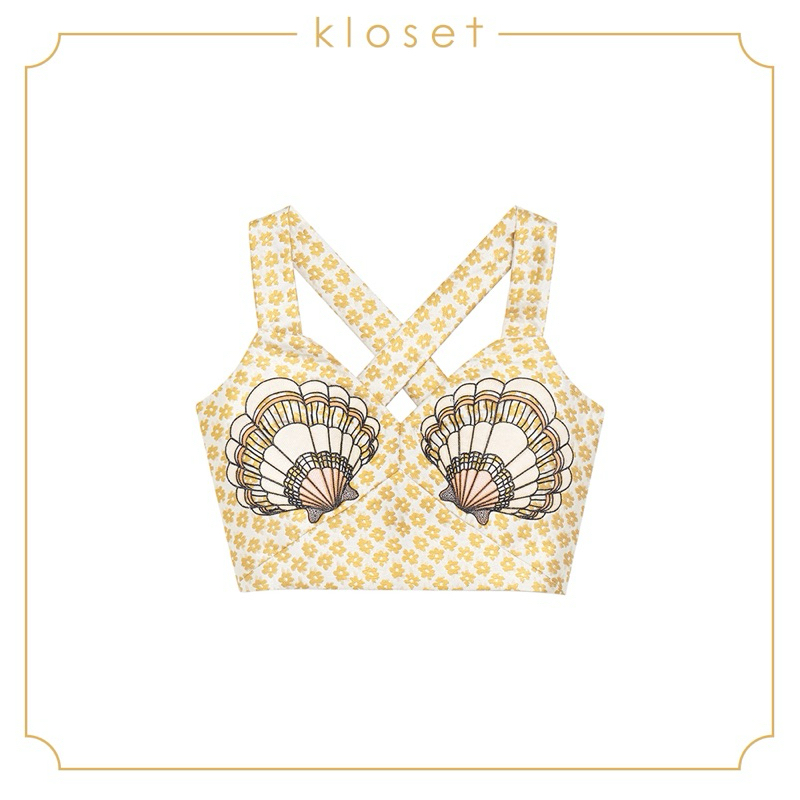 KLOSET Jacquard Crop Top With Detail XS