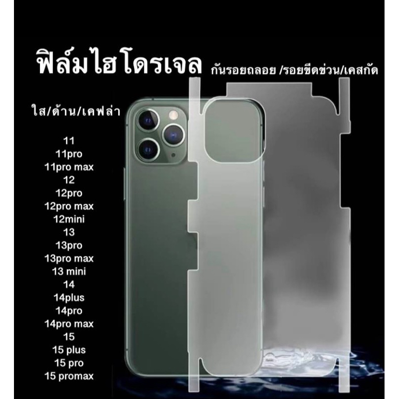 ฟิล์มหลังใสรอบเครื่อง iPhone X -17 promax ทุกซีรีส์  แถมฟรีชุดทำความสะอาด ฟิล์มใสไฮโดรเจลไม่ปิดโลโก้