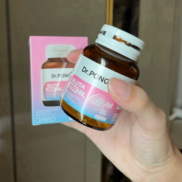 Dr. PONG GLUTA 250 SL กลูต้าแบบอมใต้ลิ้น 30 เม็ด (กล่องใหม่ ไม่แกะซีล)