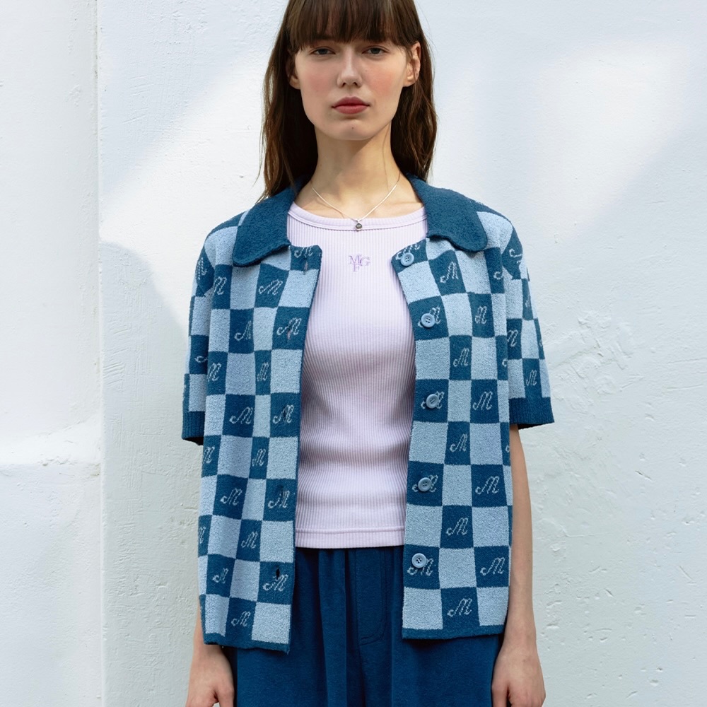 พร้อมส่ง Marithe W BOUCLE PATTERN BUTTON HALF SLEEVE SHIRT แท้ 100% ไม่มีซองแบรนด์