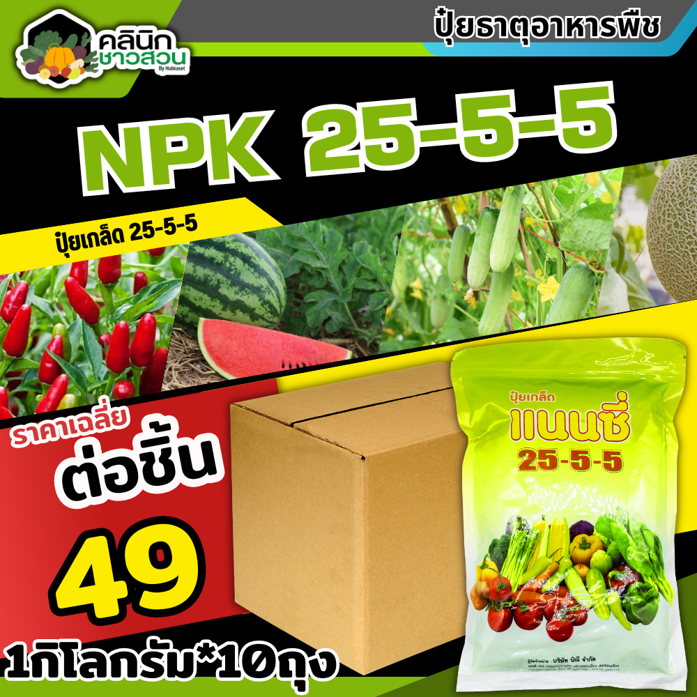 โปรโมชั่น แนนซี่ 25-5-5 (ปุ๋ยเกล็ดผง) บรรจุ 1กิโลกรัม*10ถุง เร่งงาม ยืดยอด แตกแขนง