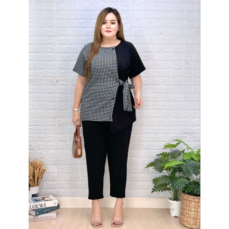 ชุดเซตสาวอวบอ้วน Miss M.A.Closet สาวพลัสไซส์ 2 ชิ้น เสื้อแฟชั่น & กางเกงขายาว38 นิ้ว ผู้หญิงเสื้อผ้า Lady Clothing Women