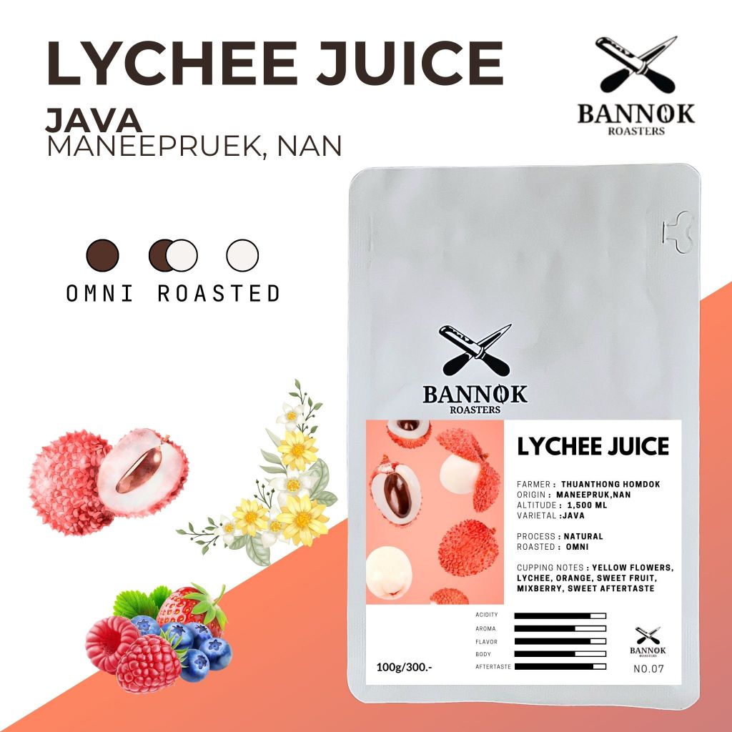 เมล็ดกาแฟคั่ว Lychee Juice 100g -Natural Process- Bannok Coffee Roaster