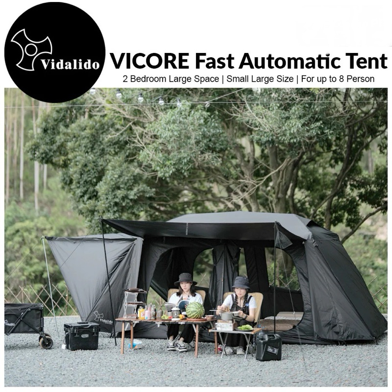 Vidalido Vicore Auto Instant Tent เต็นท์กางอัตโนมัติ ทรง Cabin ขนาดใหญ่ 4-8 คน วัสดุพรีเมี่ยม