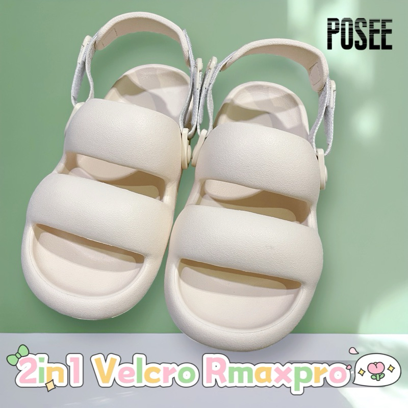 Posee ของแท้ รองเท้าแตะ 2in1 Velcro Rmaxpro พื้นนิ่ม สีขาว sz 39-40