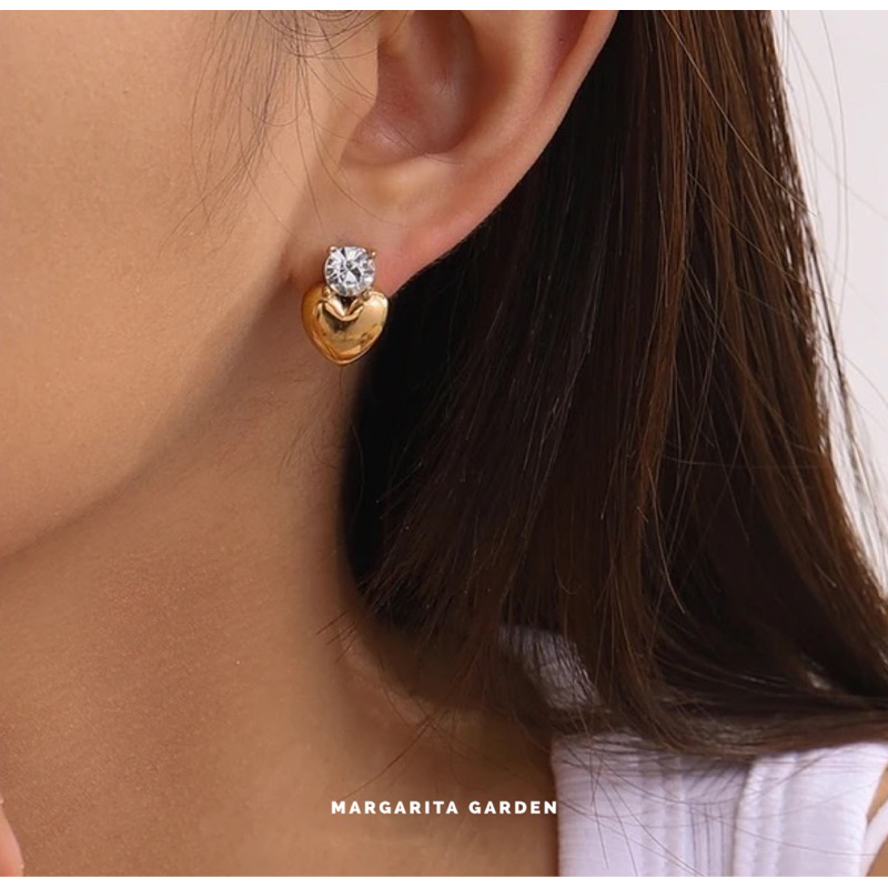 Margarita Tiny Glam Heart Stainless Stud Earrings